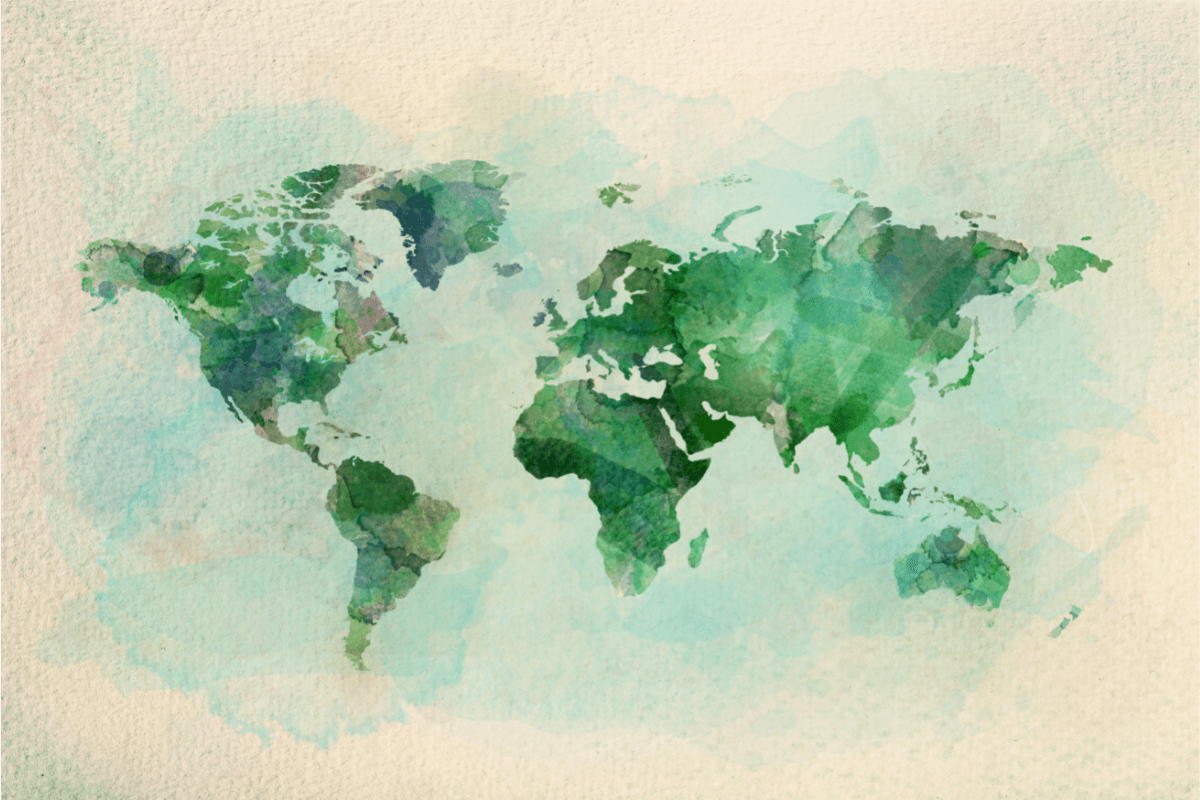 Watercolour map of the world